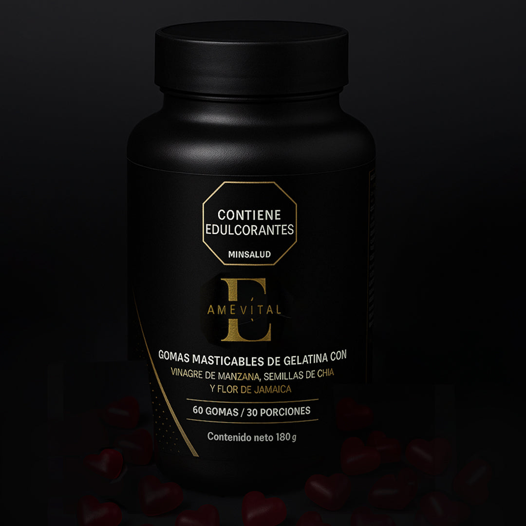 Gomas Masticables de Gelatina con Vinagre de Manzana, Semillas de Chia y Flor de Jamaica
