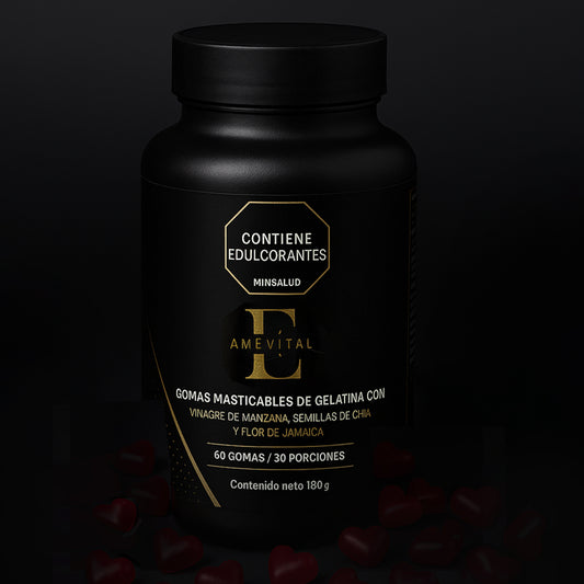 Gomas Masticables de Gelatina con Vinagre de Manzana, Semillas de Chia y Flor de Jamaica